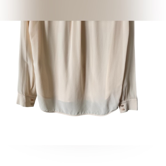 Vince Blush Silk Blouse Top Picot Edge Long Sleeve in Blossom Small - Picture 8 of 15